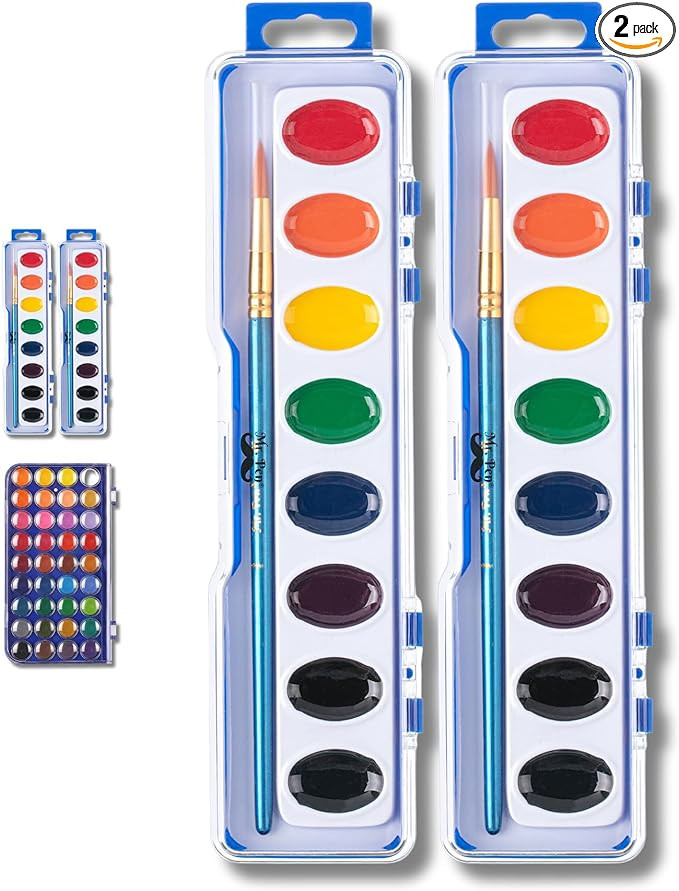 Mr. Pen- Washable Watercolors, 2 Pack, 8 Colors with Paint Brush, Watercolor Paint Set, Water Col... | Amazon (US)