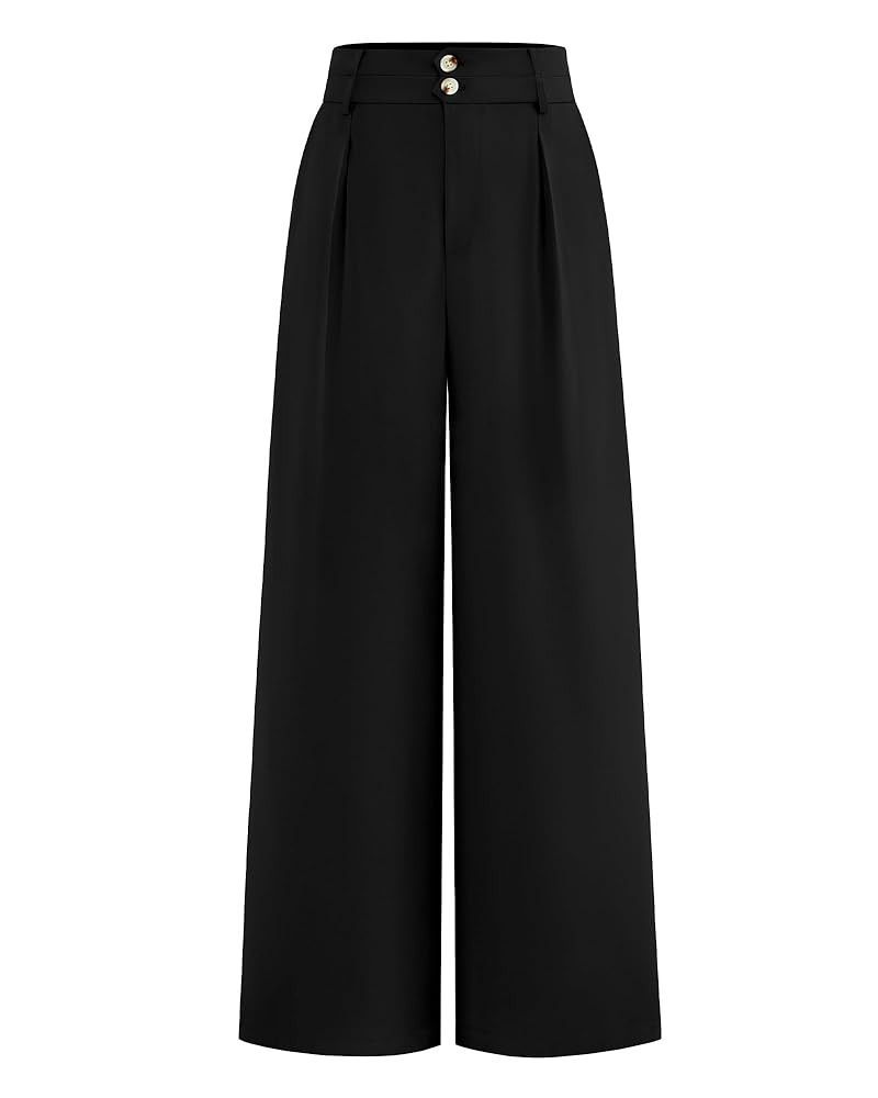 BTFBM Women Wide Leg Dress Pants 2025 High Waisted Button Pleated Business Casual Trousers Office... | Amazon (US)