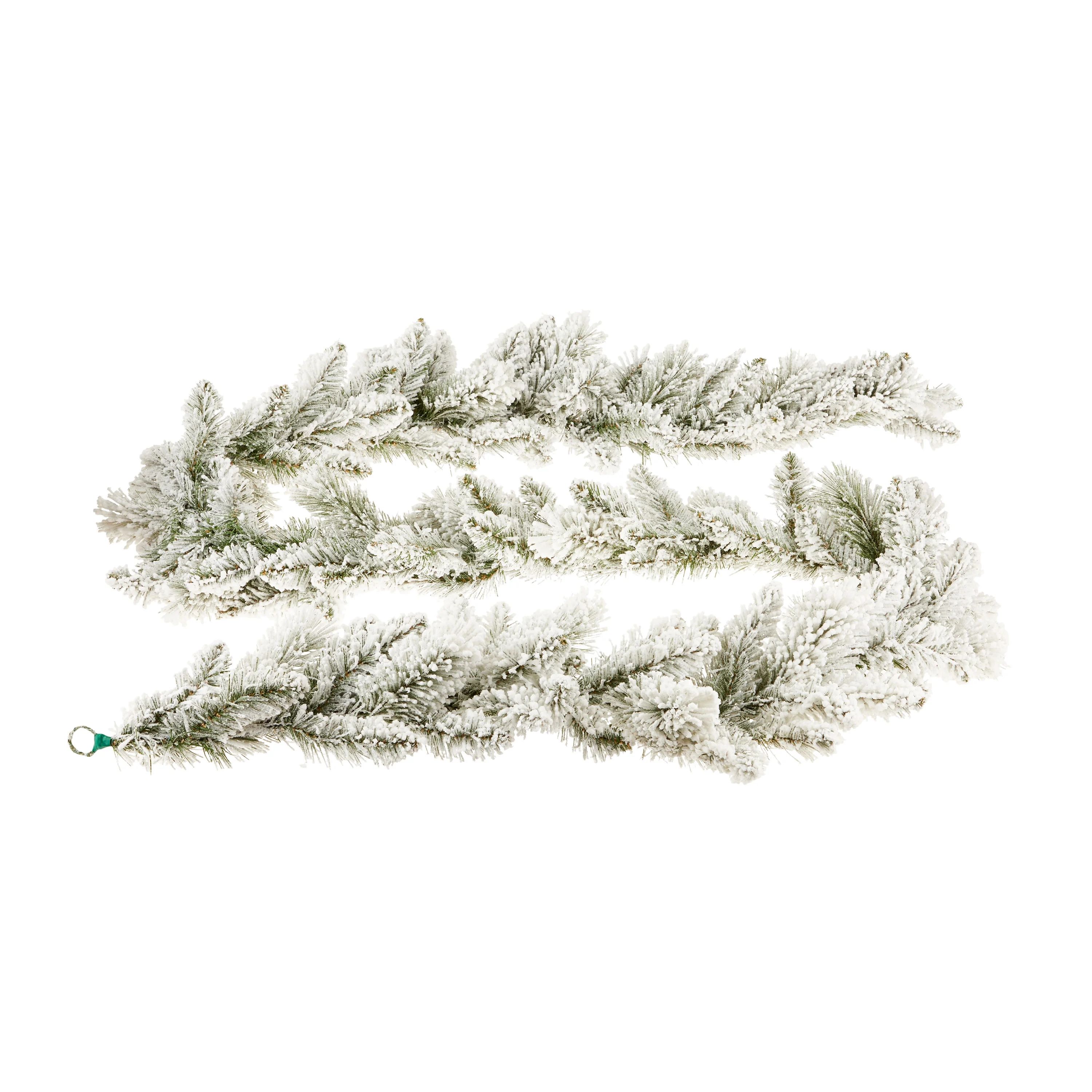 Holiday Time 9' Long Winter Frost Flocked Artificial Greenery Unlit Christmas Garland | Walmart (US)