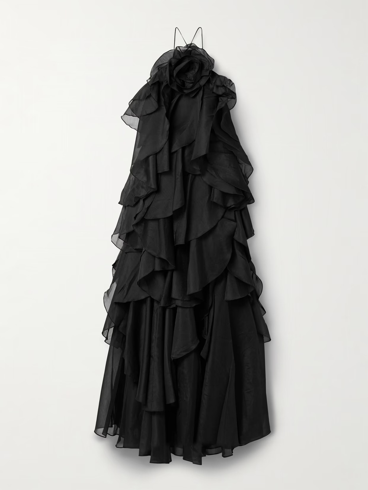 Aje - Pandorea Appliquéd Ruffled Organza Gown - Black | NET-A-PORTER (US)