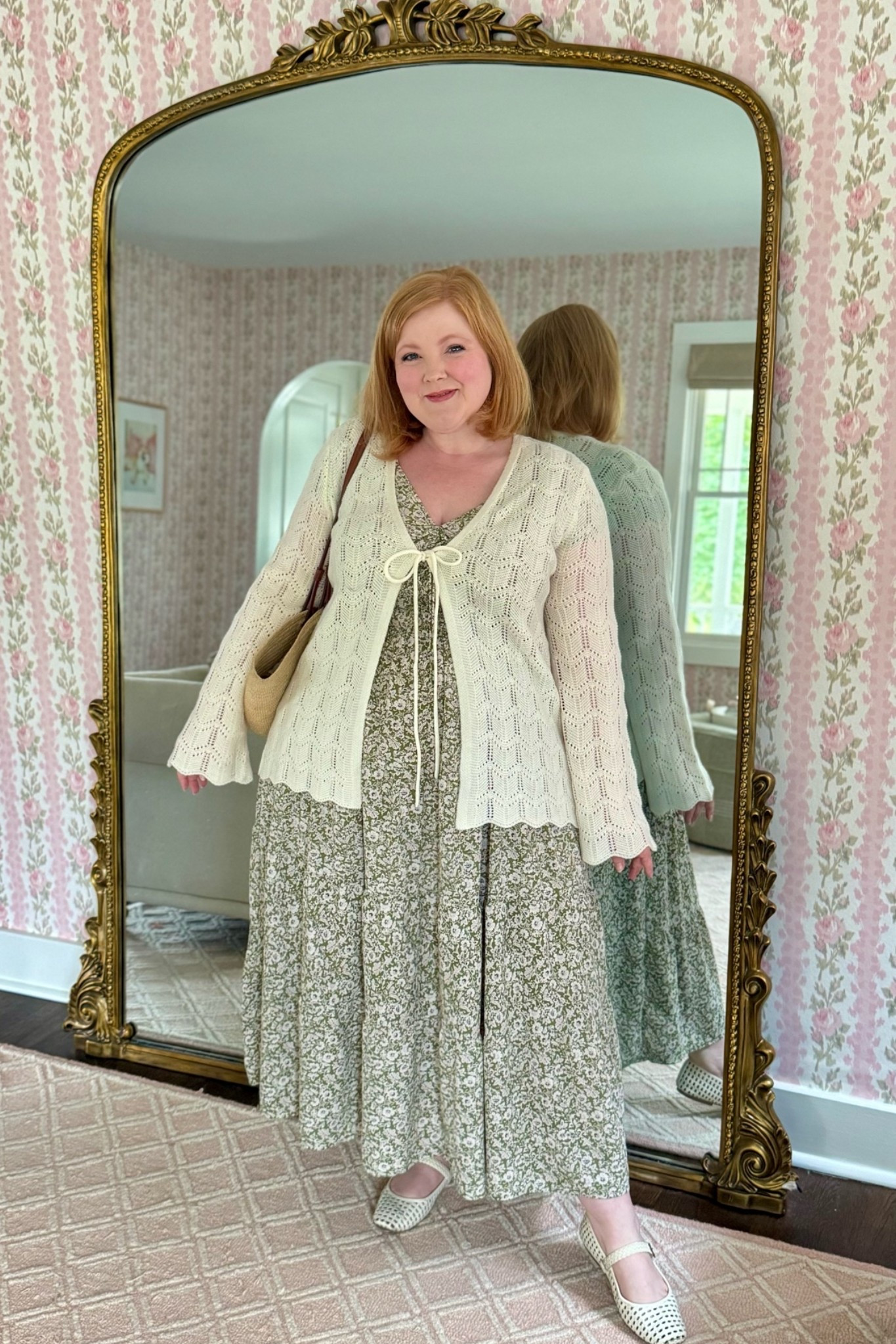 How to Style a Tie-Front Crochet Cardigan | Shop this style from Ulla Popken for 35% OFF with my code WWWULLA 

90s trends, 90s style, fairy-grunge sweater, y2k top, vionic Mary Janes, Sezane Justine basket bag

#LTKootd #LTKBump #LTKPlusSize