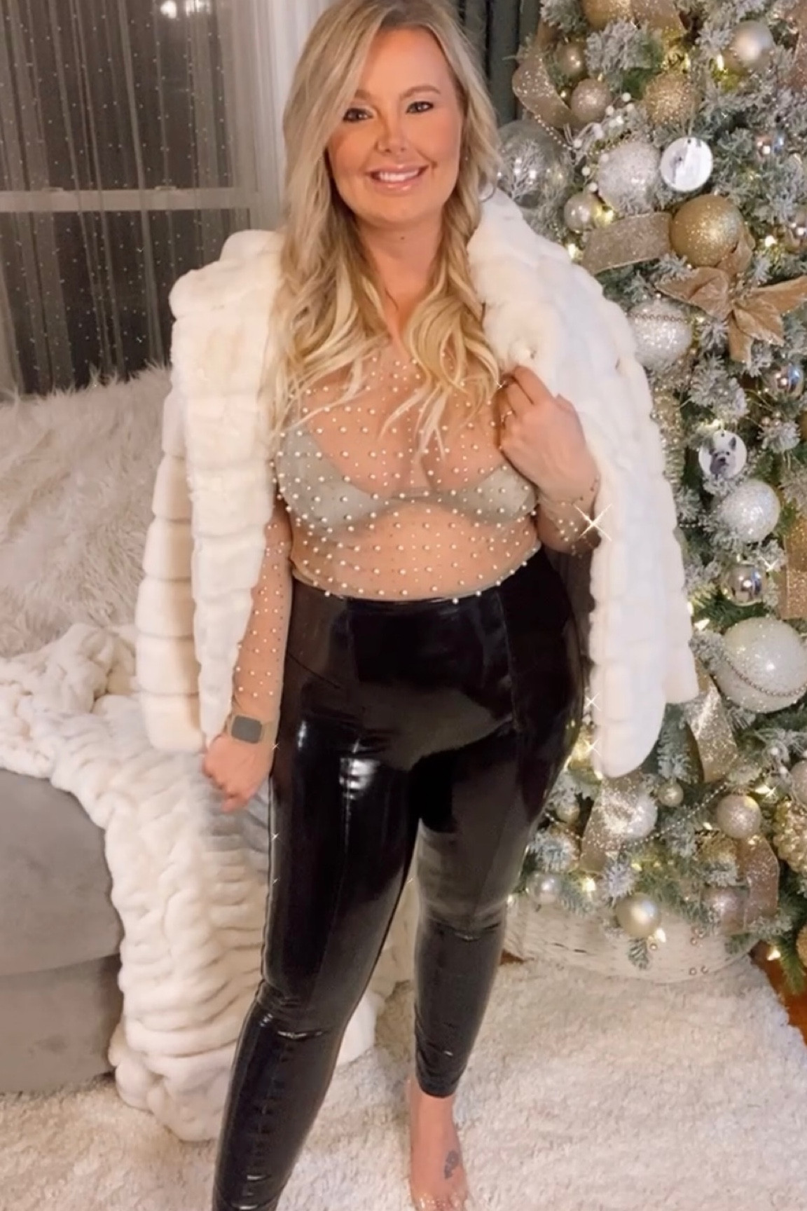 Loving the see through trend right now. This top with pearls all over is gorgeous in person! 

#LTKstyletip #LTKcurves #LTKunder50