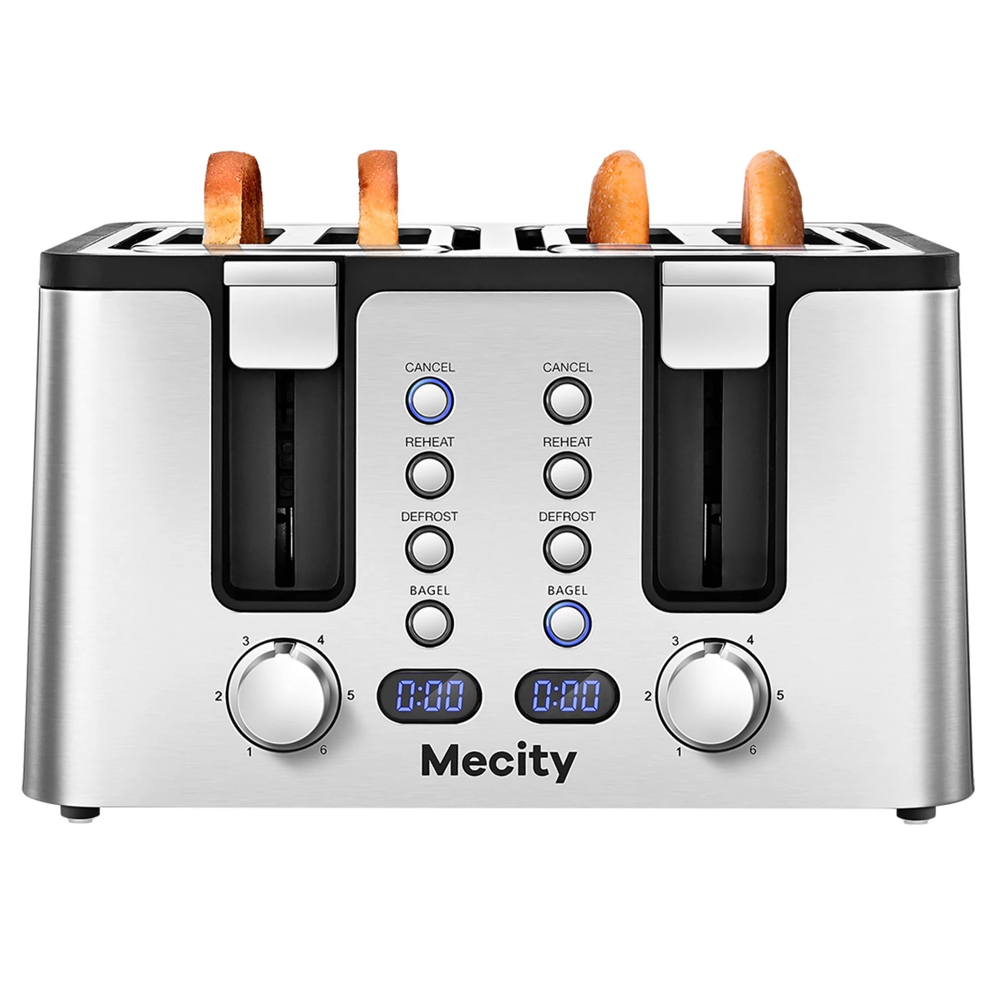 Mecity 4 Slice Toaster, Stainless Steel 4 Slot Toaster With Countdown Timer, Cool to Touch,Warmin... | Walmart (US)