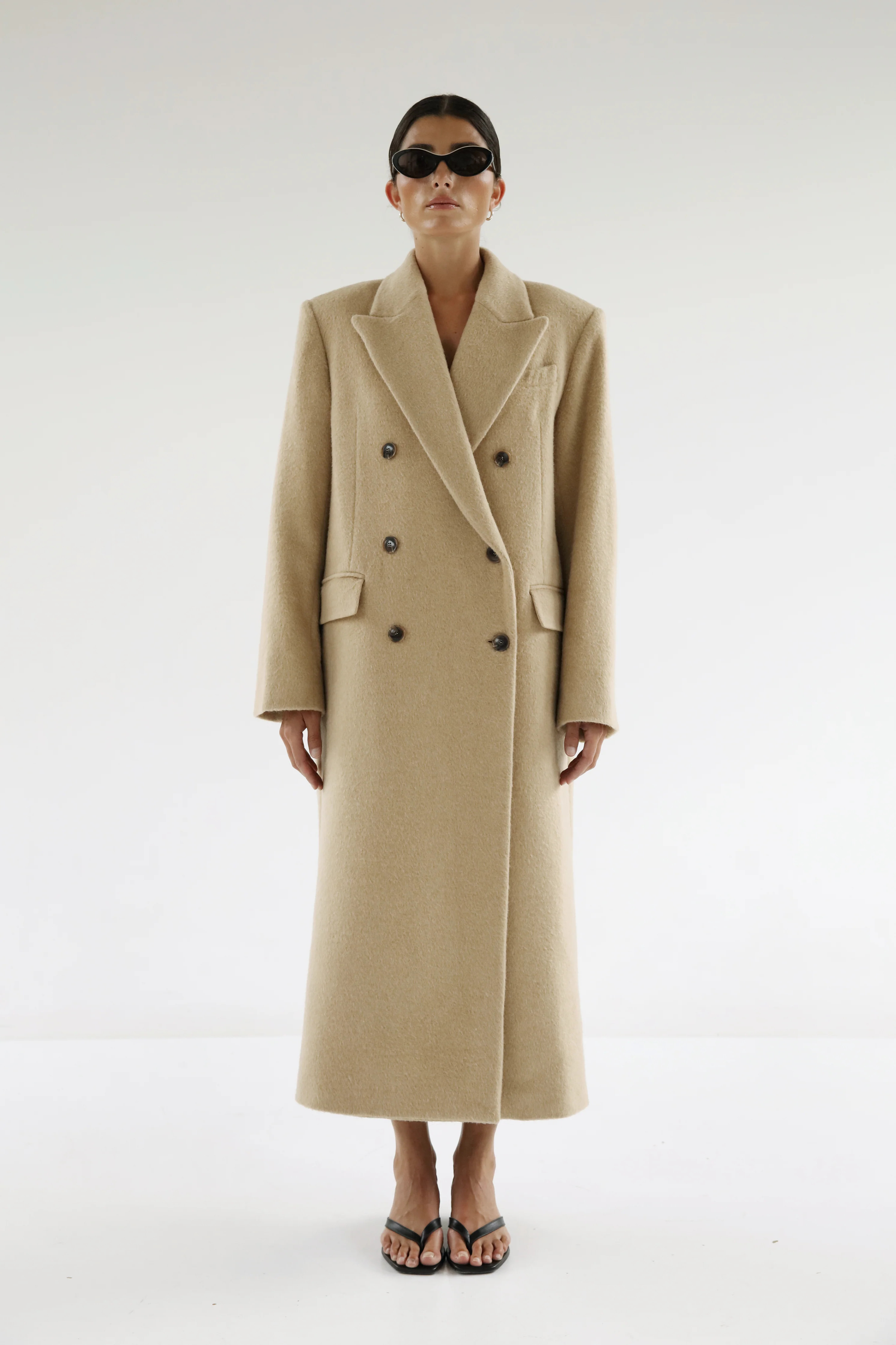 Drew Double-Breasted Coat, caramel | Almada Label