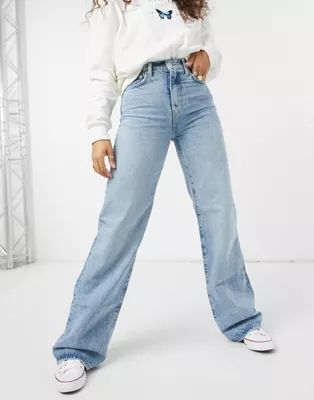 We The Free by Free People Astoria wide leg jeans in light blue wash | ASOS (Global)