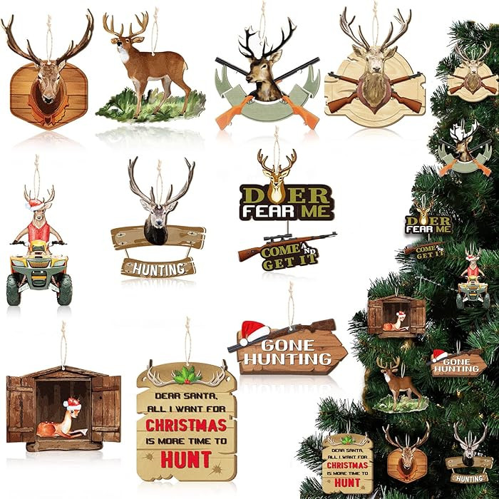 Amyhill 30 Pieces Christmas Deer Tree Ornaments Wooden Buck Hunting Ornament Deer Hunting Decorat... | Amazon (US)