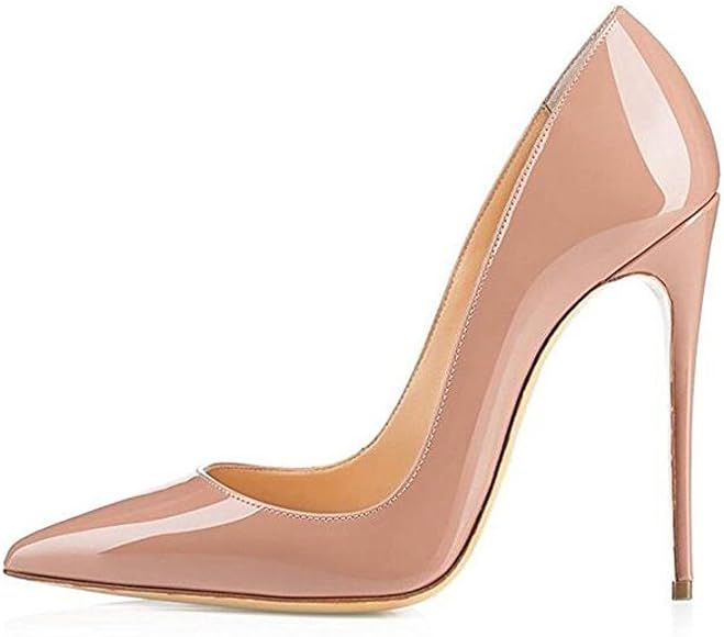 High Heels, Womens Pointed Toe Slip on Stilettos Party Wedding Pumps Basic Shoes | Amazon (US)