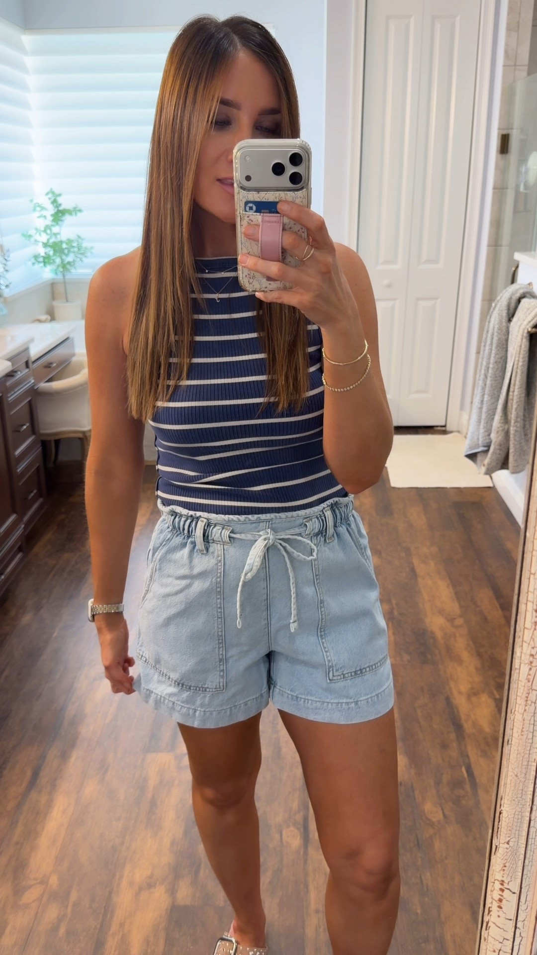 Viral Walmart paper bag drawstring shorts back in stock, free people tank top, striped tank, spring/summer tank, spring/summer sandals, studded sandals, neutral sandals, mom approved jean shorts 

Small shorts, medium tank top

#LTKmomlife #LTKootd #LTKgrwm