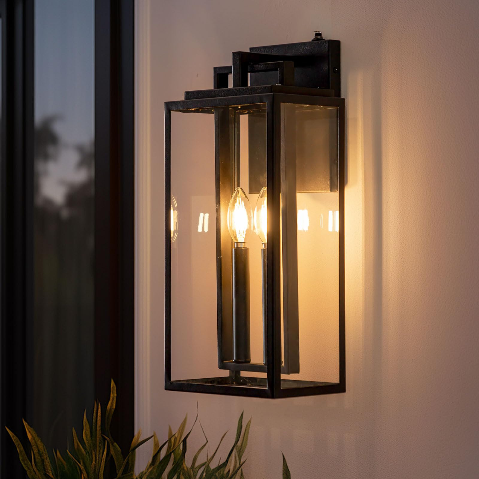 Dusk to Dawn Outdoor Wall Sconce Waterproof Wall Lantern 2-Lights, 20" Large Outside Modern Wall ... | Amazon (US)