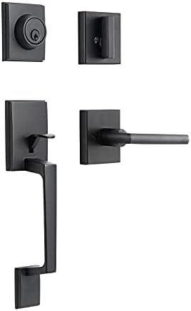 GUA OYH Front Door Handle Matte Black Door Handle Sets Handleset with Door Lever Front Door Lock Set | Amazon (US)