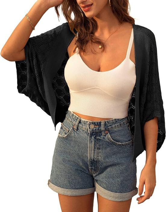 GRACE KARIN Women's Summer Short Sleeve Crochet Cropped Cardigan Shrug 2026 | Amazon (US)