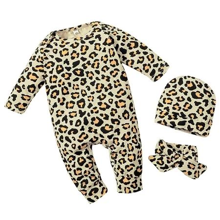 TAIAOJING Infant Baby Romper Clothes Set Print Leopard Hat Girl Boy Jumpsuit Girls Romper&Jumpsuit O | Walmart (US)
