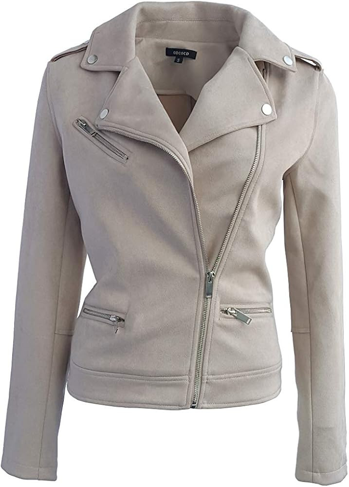 ODCOCD Faux Suede Jacket for Women Long Sleeve Zipper Up Casual Outwear | Amazon (US)