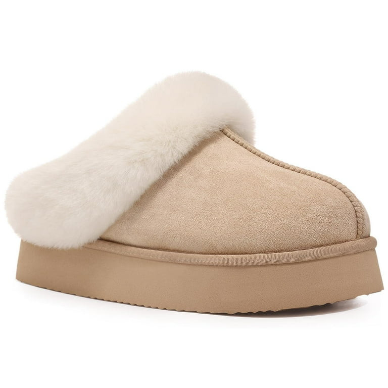 Comwarm Fuzzy Platform Slippers for Women, Comfy Winter Women Slippers, Memory Foam House Shoes | Walmart (US)