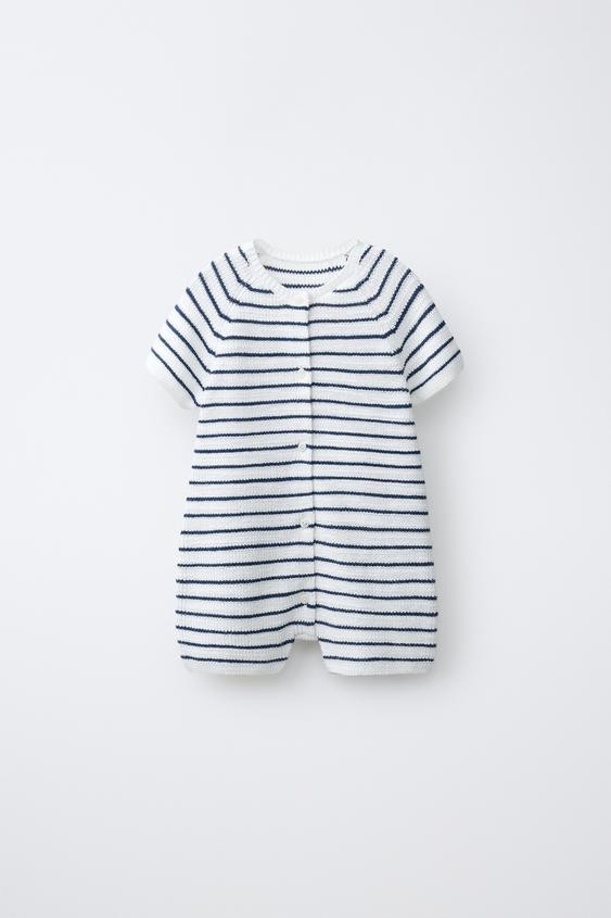 STRIPED PEARL KNIT SHORT JUMPSUIT | Zara US