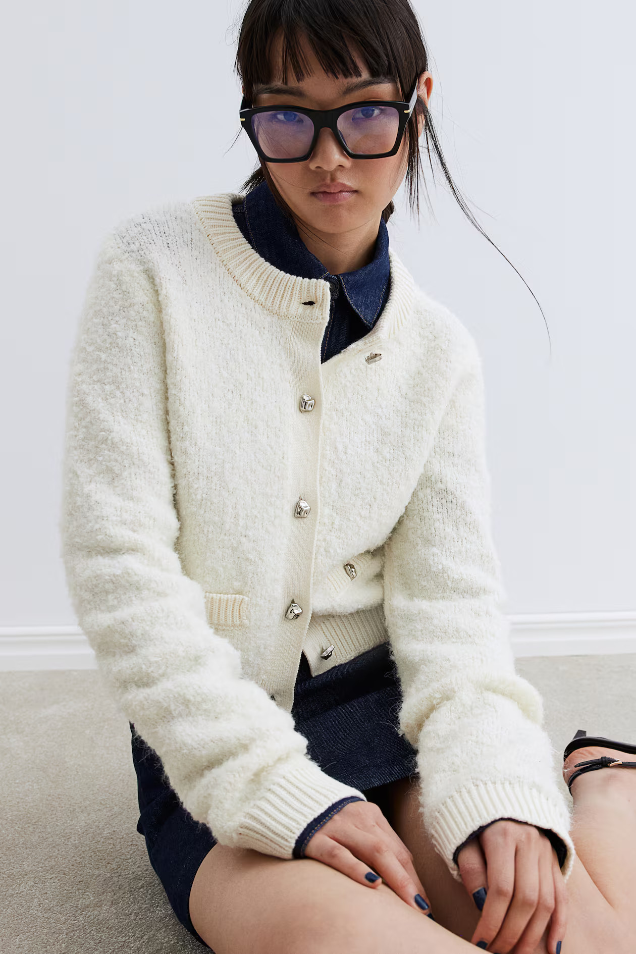 Bouclé-knit cardigan - Cream - Ladies | H&M GB | H&M (UK, MY, IN, SG, PH, TW, HK)