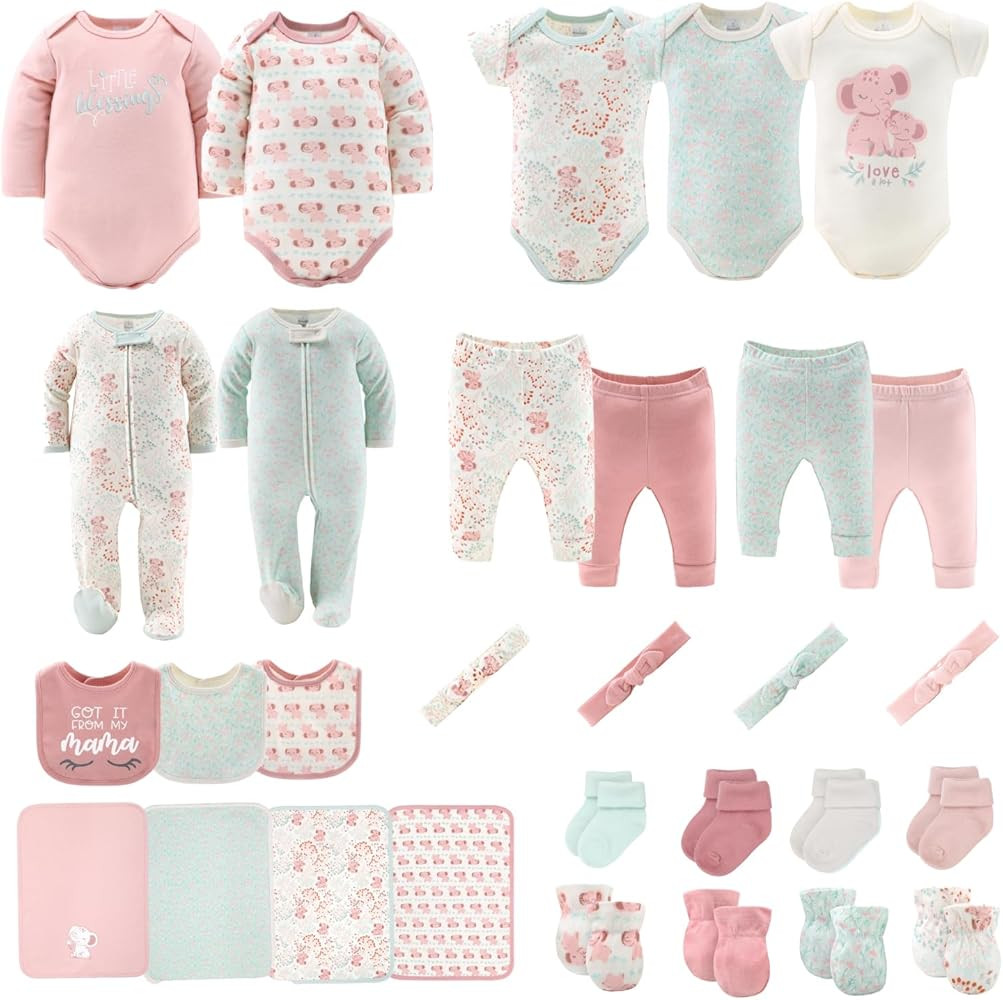 The Peanutshell Baby Layette Gift Set for Girls - 30 Piece New Born Girl Gift Set, Baby Clothes, ... | Amazon (US)