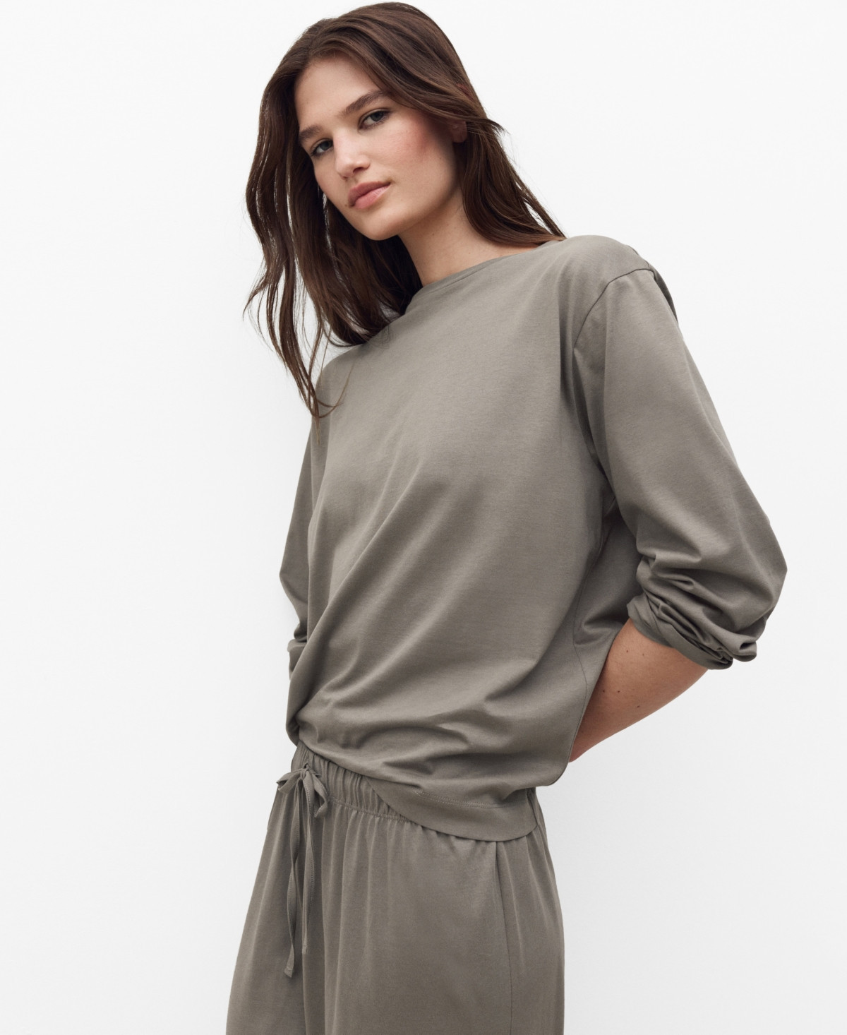 Mango Women's Two-Piece Plain Cotton Pajamas - Medium Brown | Macy's