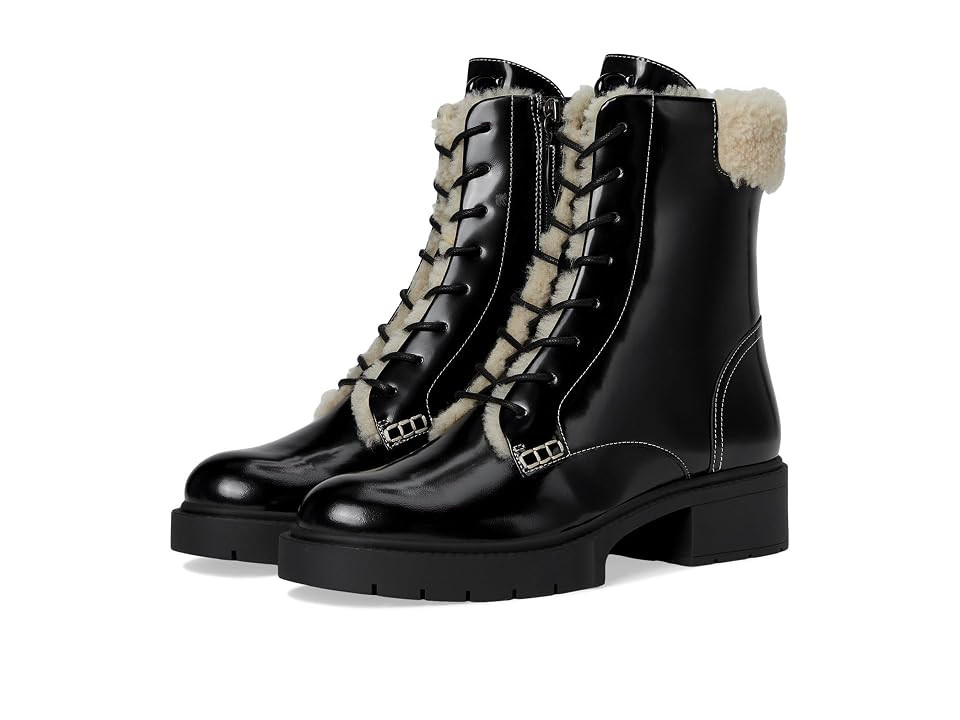COACH Leighton Shearling Bootie Women's Boots Black/Natural : 8.5 M, Leather/Manmade | Zappos