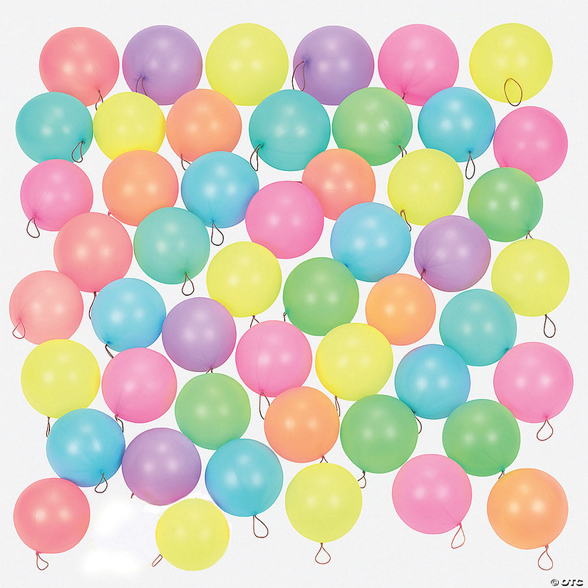10” Bulk 50 Pc. Neon Colors Latex Punch Ball Balloon Assortment | Oriental Trading Company