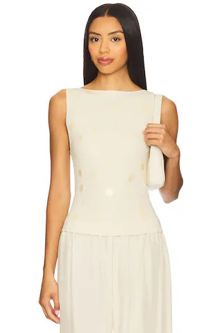 L'Academie by Marianna Juliene Matte Paillette Top in Beige from Revolve.com | Revolve Clothing (Global)