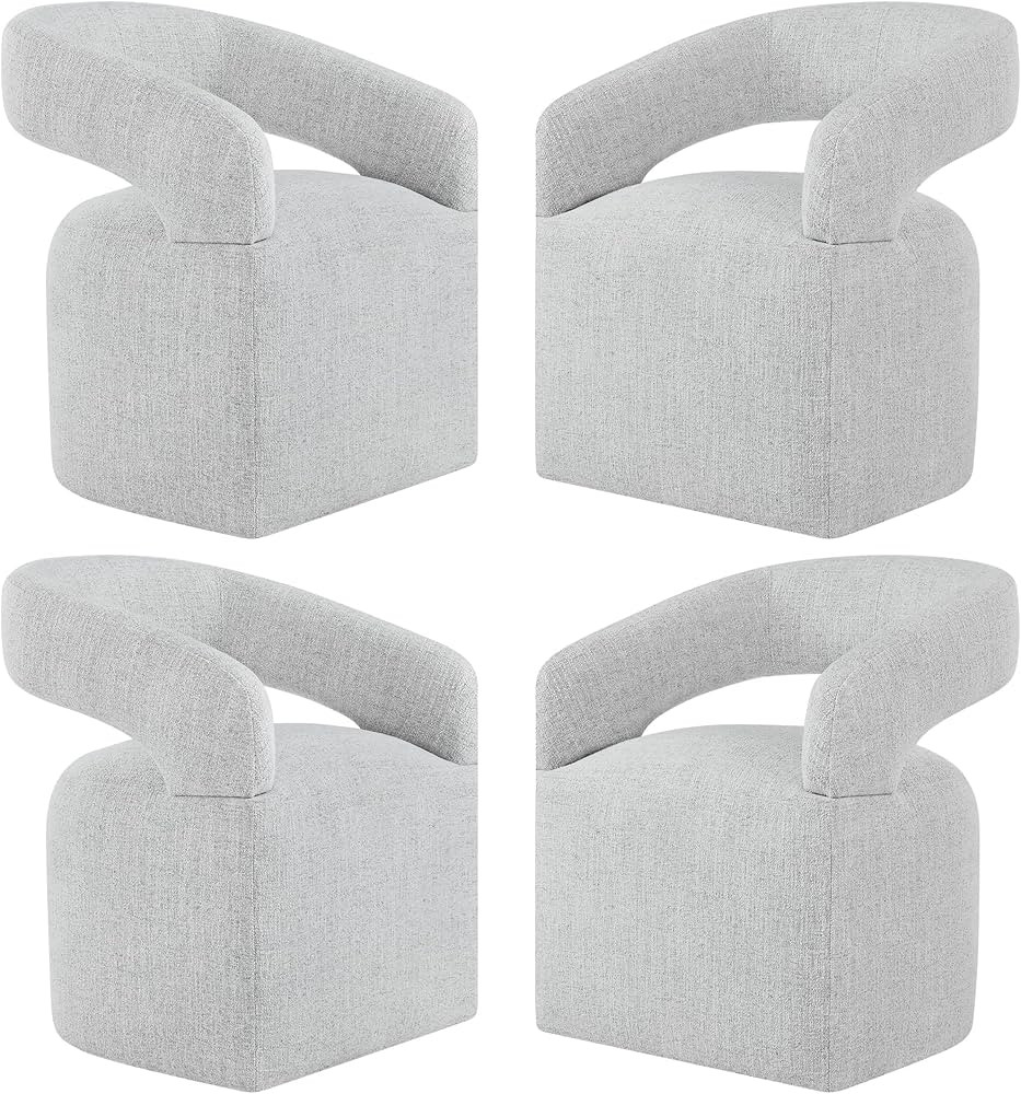 Upholstered Dining Chair with Removable Casters Barrel Side Armchair with Rollers for Diningroom ... | Amazon (US)