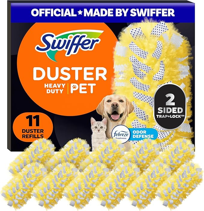 Swiffer Pet Heavy Duty Dusters Refills, Multisurface 360 Dusters with Febreze Odor Defense, 11 Co... | Amazon (US)
