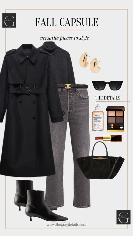 Fall capsule wardrobe outfit 

Mango black trench
Levi grey jeans under $100
Black tote bag
Black boot 

#LTKshoecrush #LTKover40 #LTKitbag