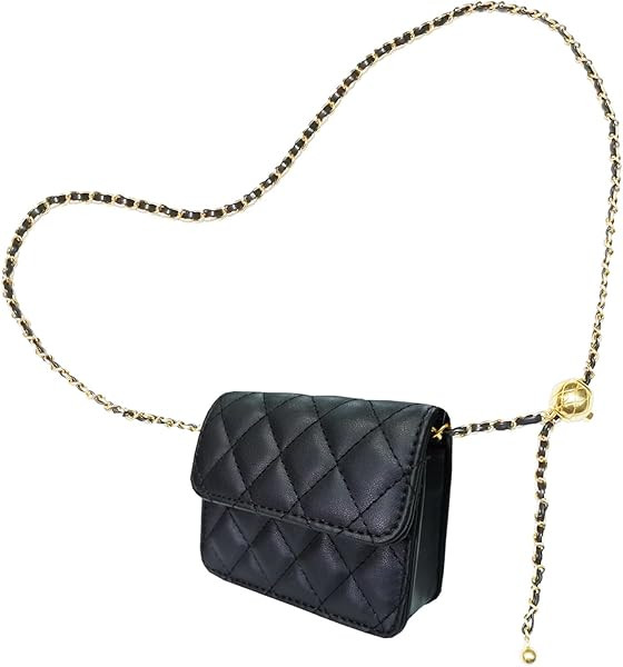 Larswon Chain Belt Bag for Women, Synthetic Leather Belt Purse Chain Purse Mini Belt Bag Goth Fan... | Amazon (US)