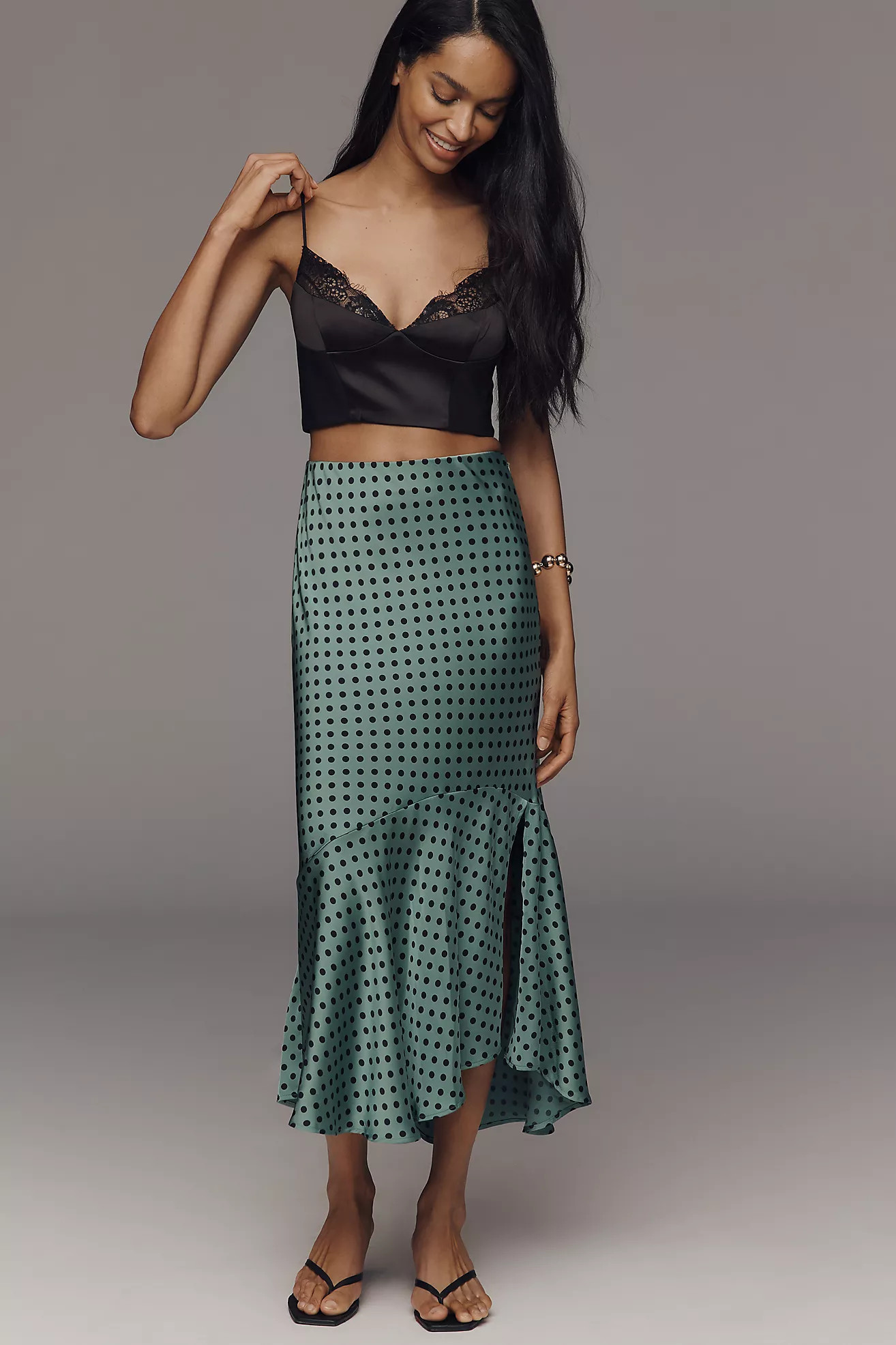 Maeve Bias Ruffled Midi Skirt | Anthropologie (US)