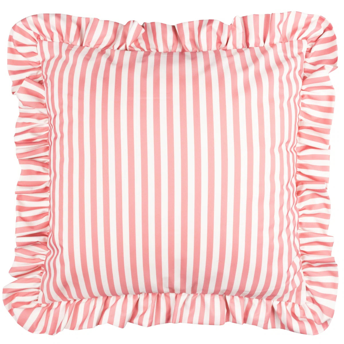 Millie Ruffle Indoor / Outdoor Striped Square Throw Pillow Cover | Wayfair UK