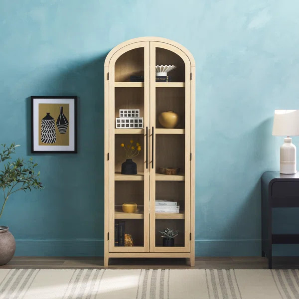 Ridunel Modern Arched Standard Bookcase with Glass Doors | Wayfair North America