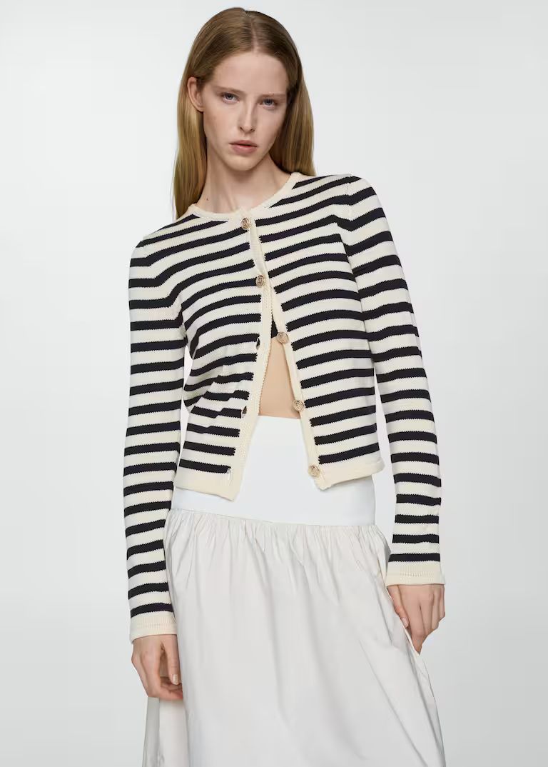 striped cardigan with jewel buttons -  Women | Mango USA | MANGO (US)