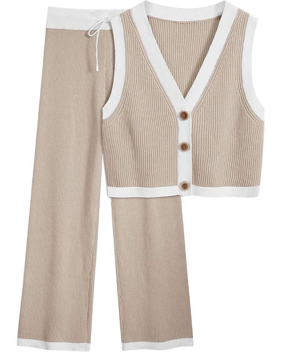 LILLUSORY 2 Piece Knit Sets Women's Summer Lounge Vest Sets | Amazon (US)