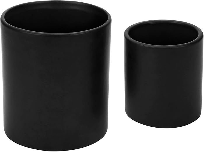 MyGift Set of 2 Black Ceramic Utensil Holder Kitchen Canister Cooking Tools Crock, Large and Smal... | Amazon (CA)