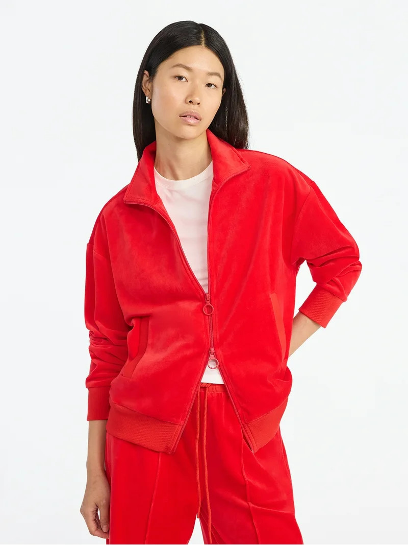 Scoop Women’s Velour Track Jacket, Lightweight, Sizes XS-XXL | Walmart (US)