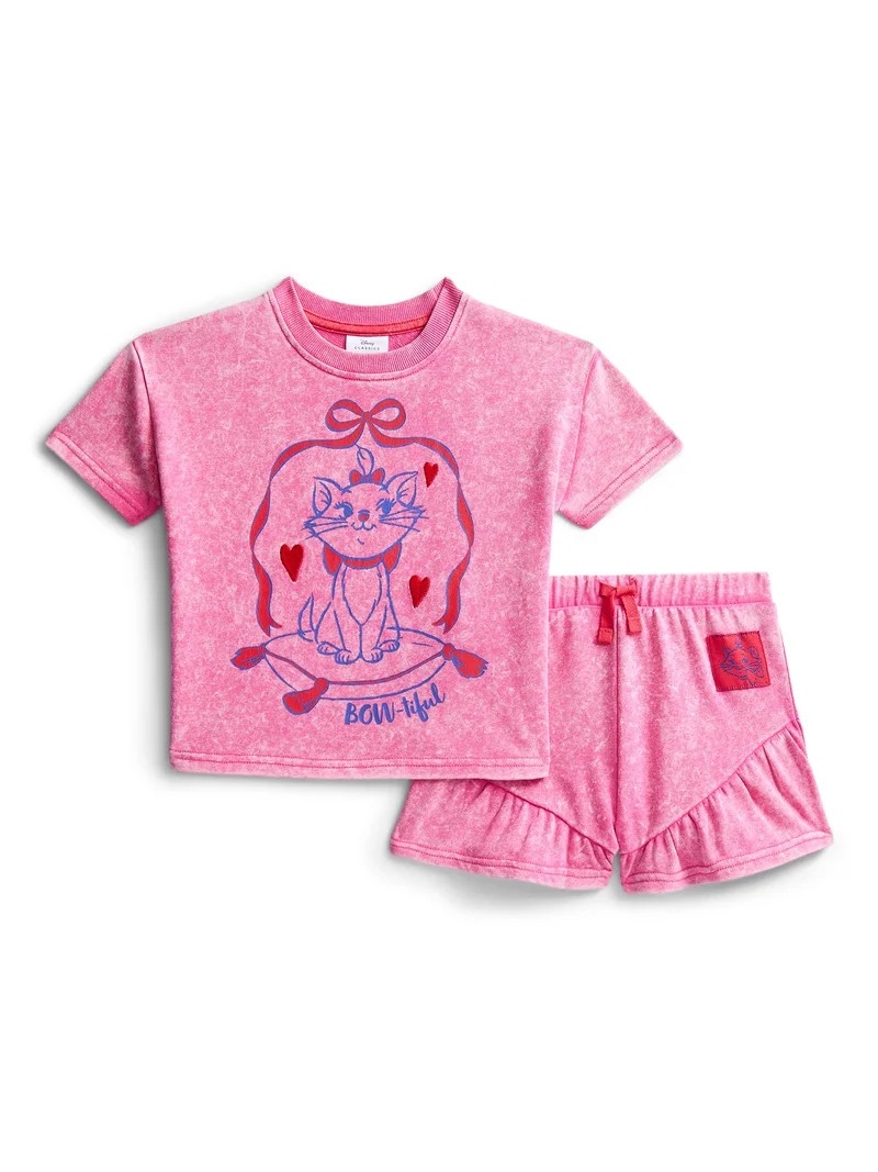 Disney Classics Marie Toddler Girls Short Sleeve Graphic Tee and Matching Ruffle Shorts Set, 2-Pi... | Walmart (US)