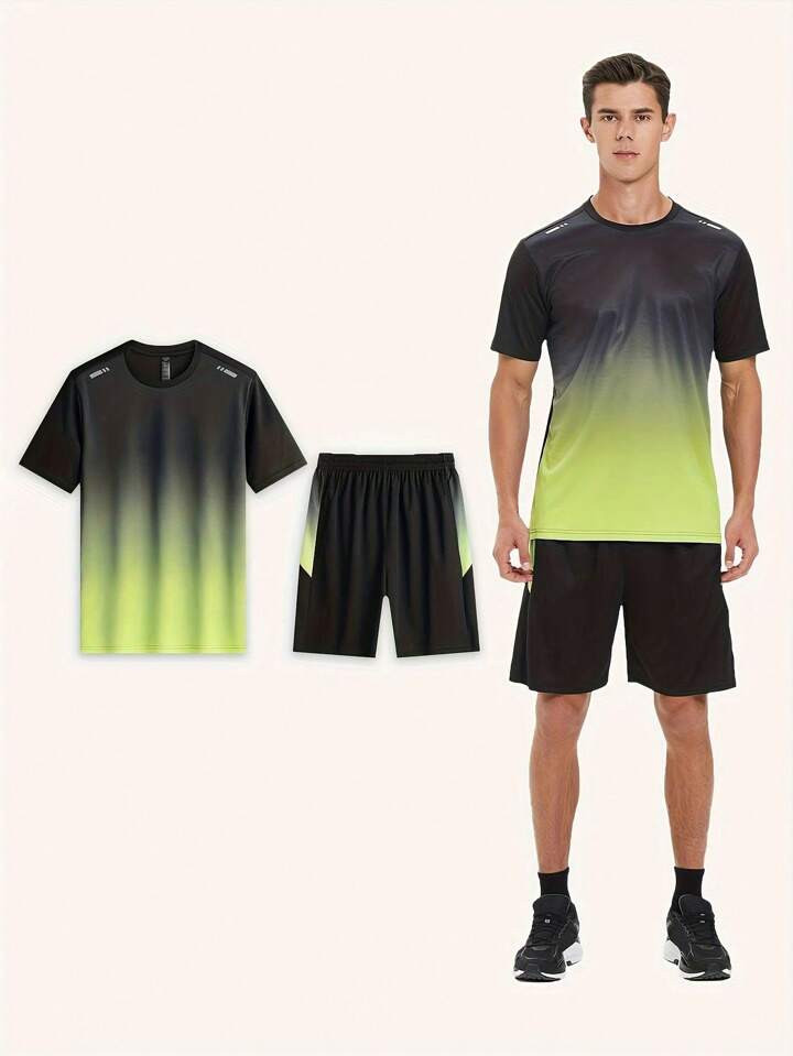 Sports Outfit Boyfriend Style Men, Breathable Short Sleeve Icy Silk T-Shirt, Quick Dry Clothing For Running, Cycling, Fitness, Basketball | SHEIN