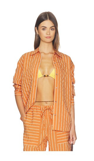 La Ligne Oversized Button Down Shirt in Orange. - size XXS | Revolve Clothing (Global)