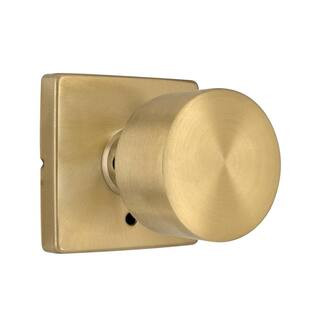 Ridgeway Brushed Gold Privacy Bed/Bath Door Knob with Square Rose | The Home Depot