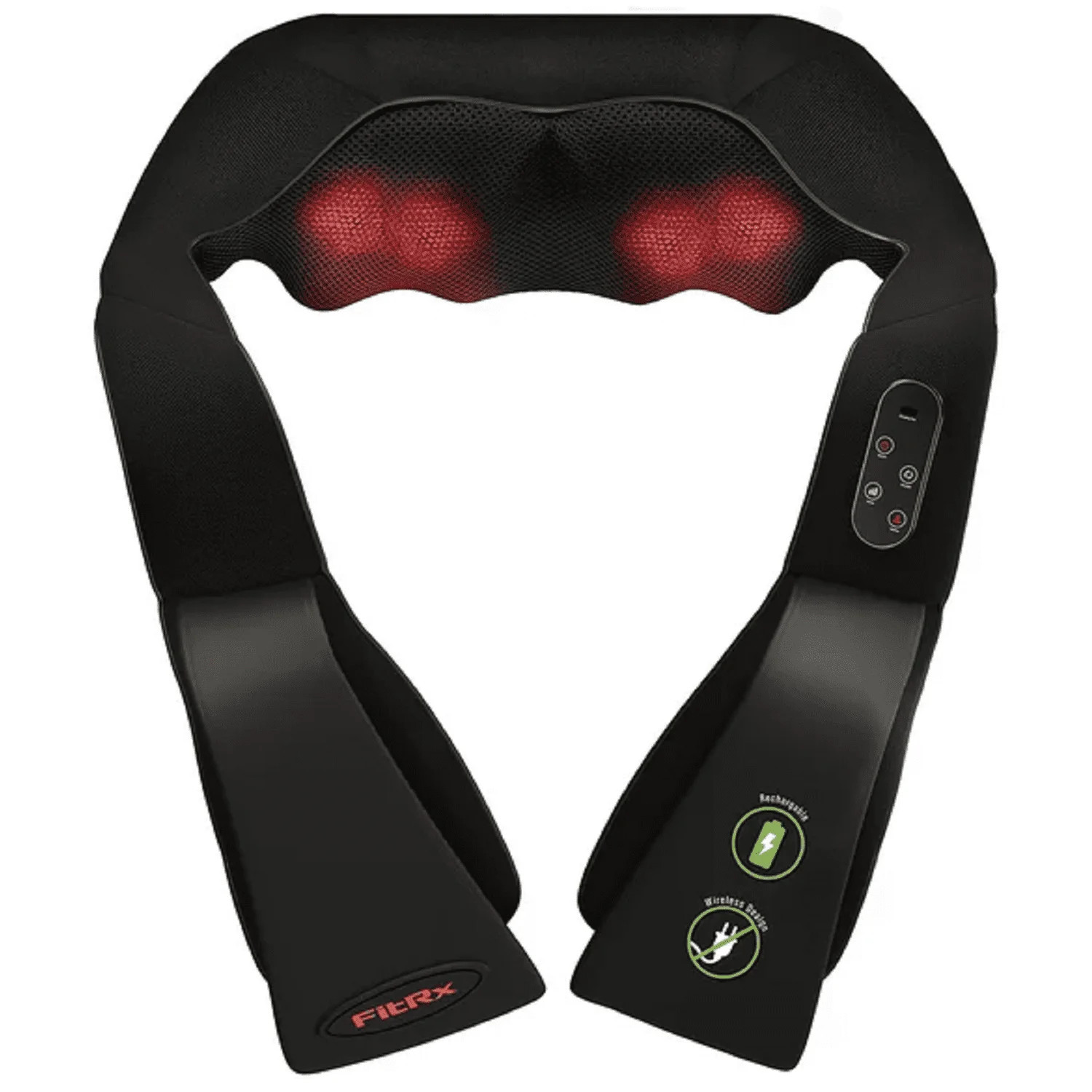 FitRx Cordless Shiatsu Shoulder, Back, and Neck Massager with Heat, USB-Rechargeable, Black | Walmart (US)