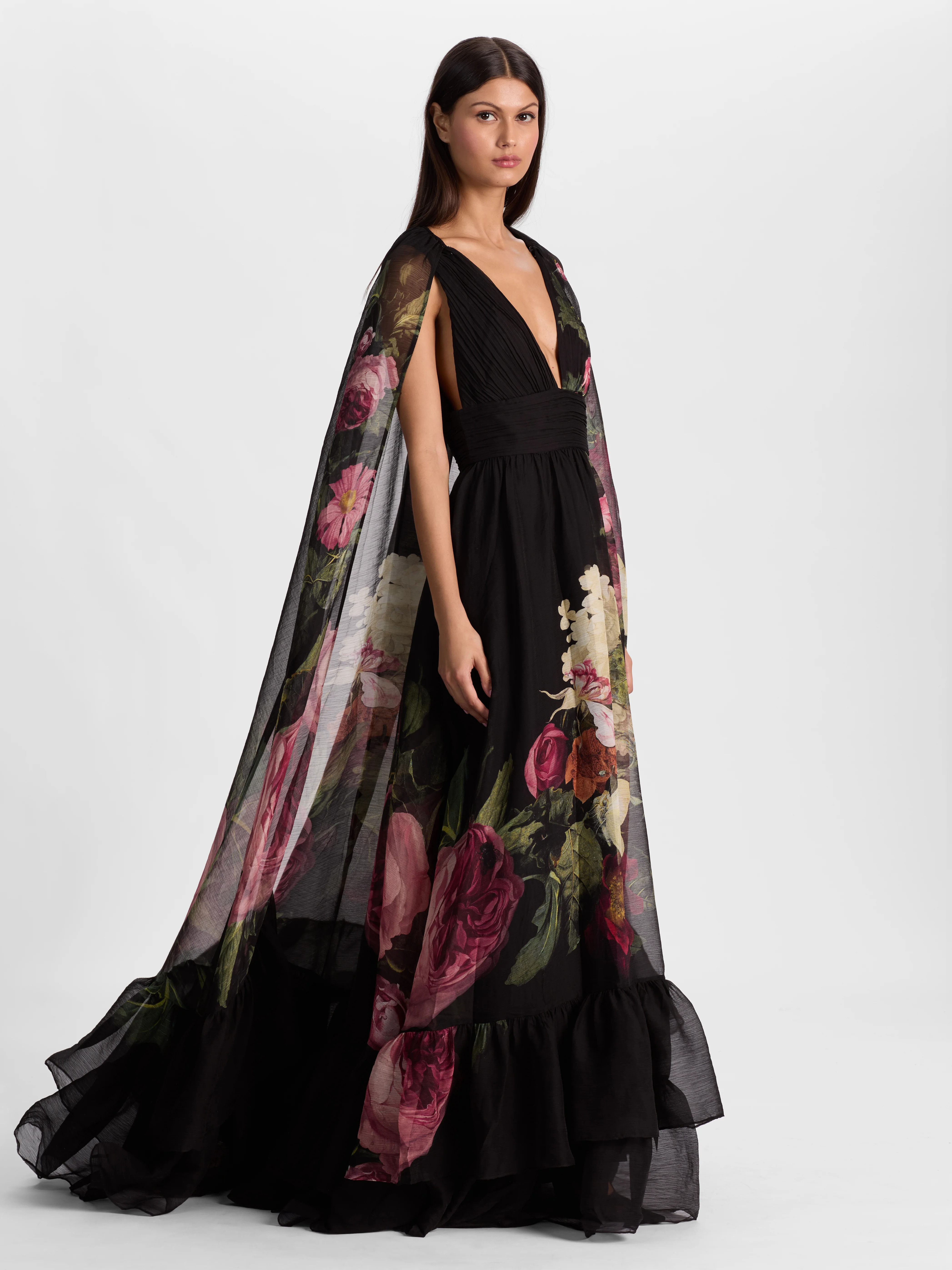 alice + olivia ROYA GOWN WITH DETACHABLE CAPE | Alice + Olivia