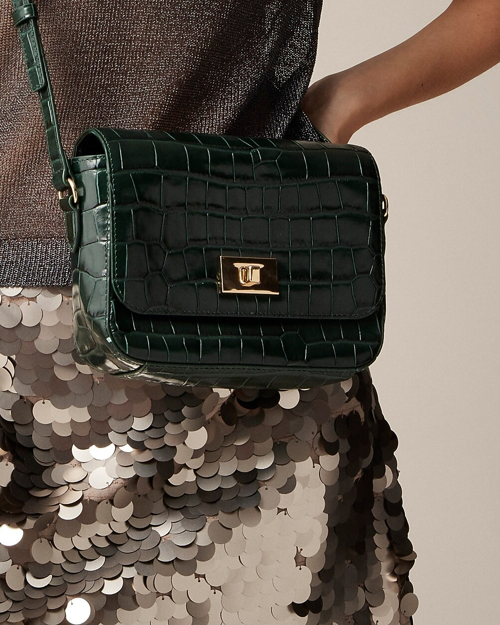 Edie crossbody bag in Italian croc-embossed leather | J. Crew US