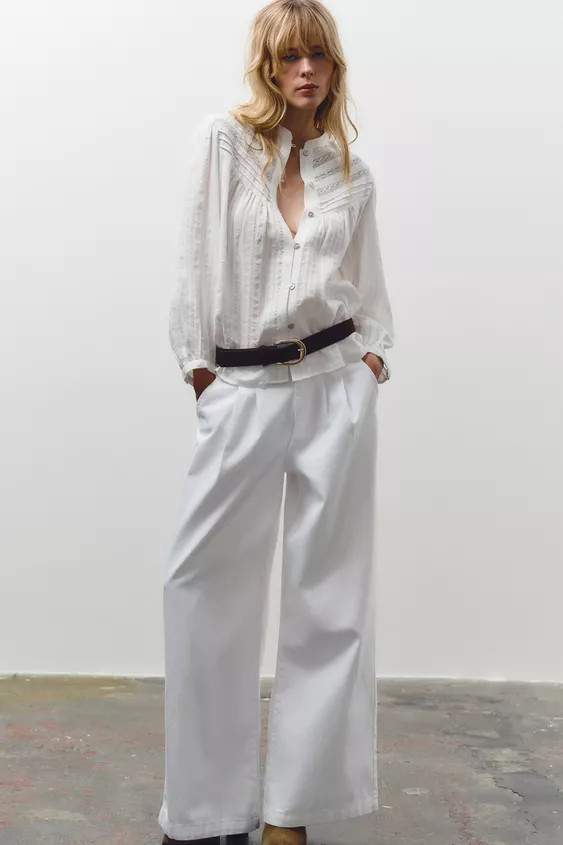 ROMANTIC LADDER STITCH BLOUSE | Zara US