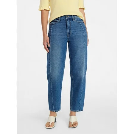 Time and Tru Women's Hight Rise Barrel Jean, 28" Inseam, Sizes 0-22, 0L-22L | Walmart (US)