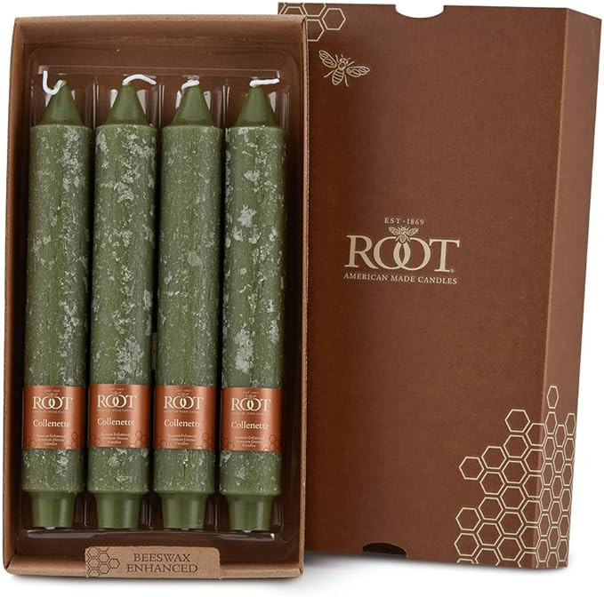 Root 4-Count Unscented Dinner Candles Dripless Beeswax Enhanced Timberline™ Collenette Boxed Ca... | Amazon (US)