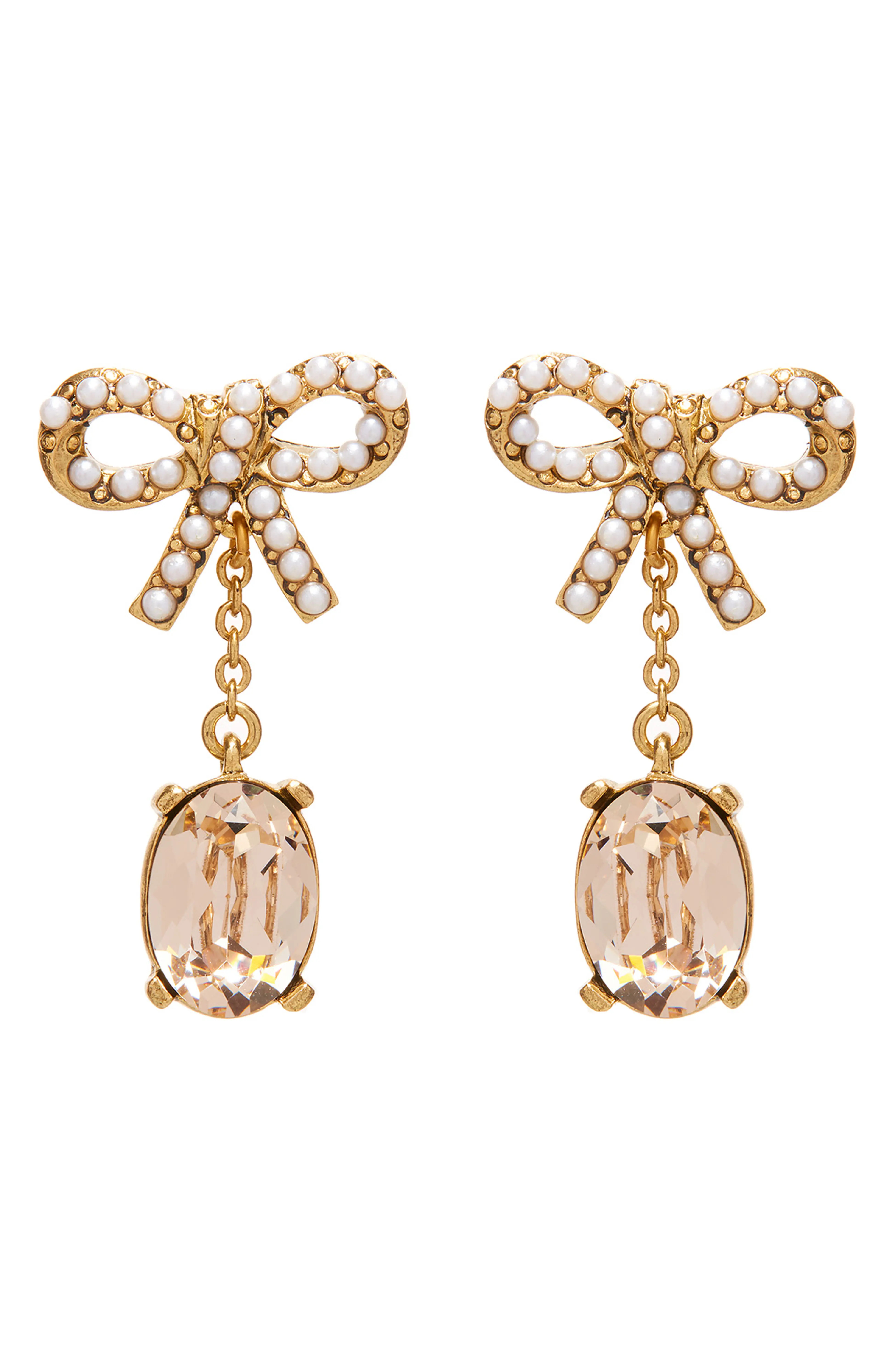 Lil' Bobbi Crystal & Imitation Pearl Drop Earrings | Nordstrom
