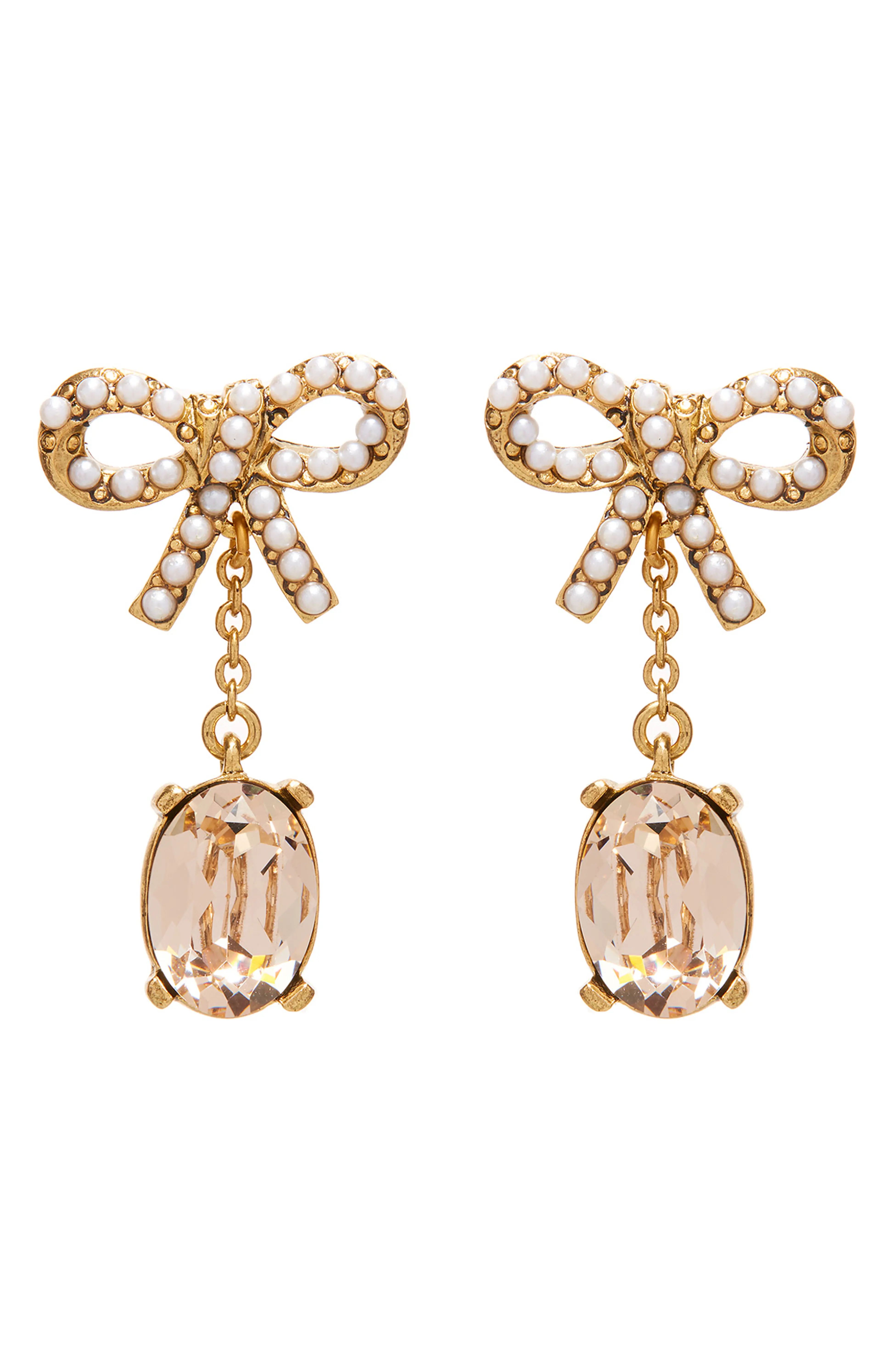 Lil' Bobbi Crystal & Imitation Pearl Drop Earrings | Nordstrom