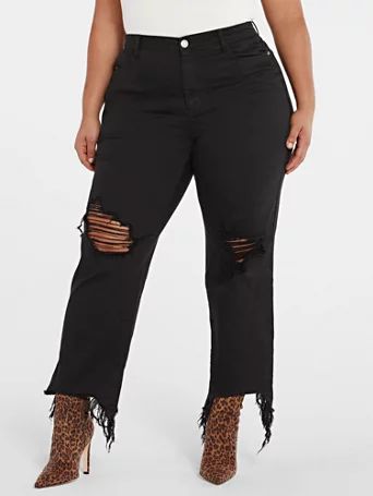 Eve High Rise Destructed Straight Leg Jeans - Fashion To Figure | Fashion to Figure