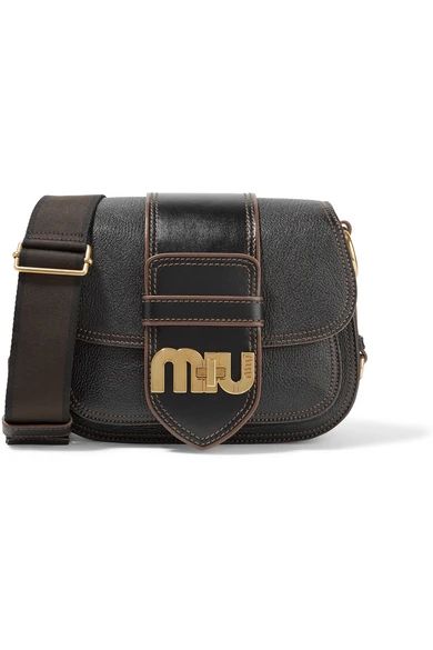 Miu Miu - Dahlia Smooth And Textured-leather Shoulder Bag - Black | NET-A-PORTER (UK & EU)